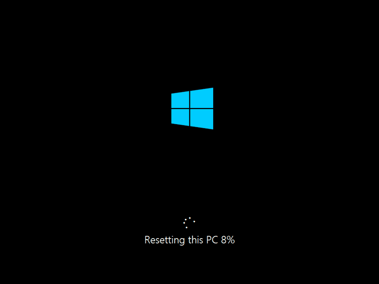 Screenshot of the Reset This PC process in Windows 10