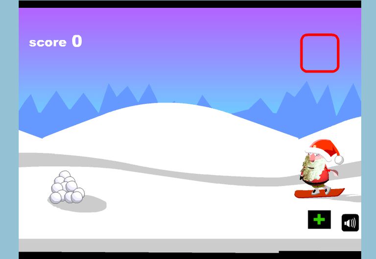 A screenshot of the game Santa Snowboards