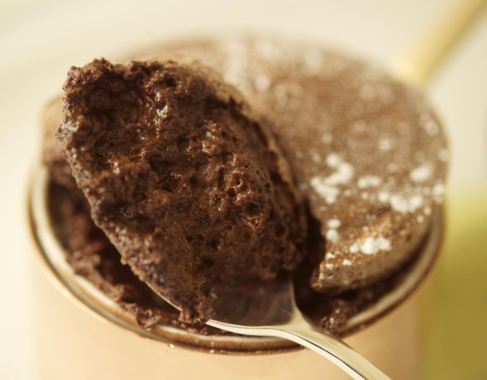 a spoonful of chocolate souffle