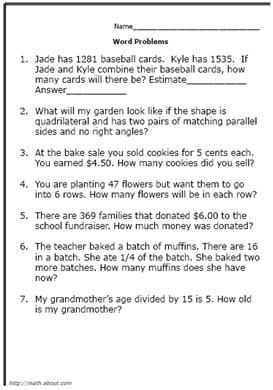 4th grade math word problems