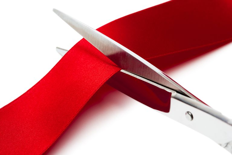 Cut Red Ribbon on white.
