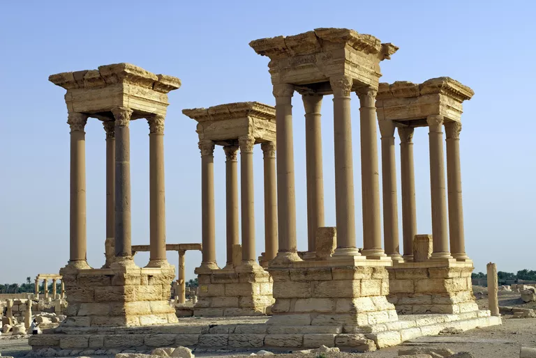 The Rebuilt Tetrapylon on the cardo maximus, Palmyra, Syria