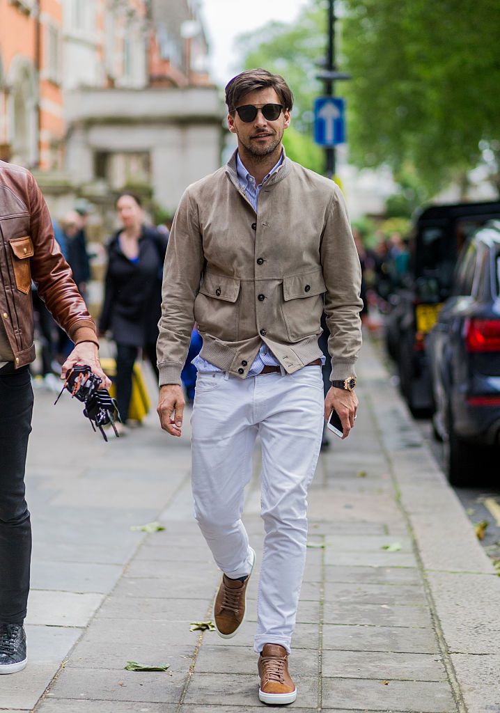 jeans with white stripe mens