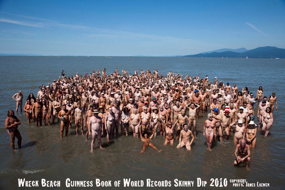 Crowd at Wreck Beach World Record Skinny Dip
