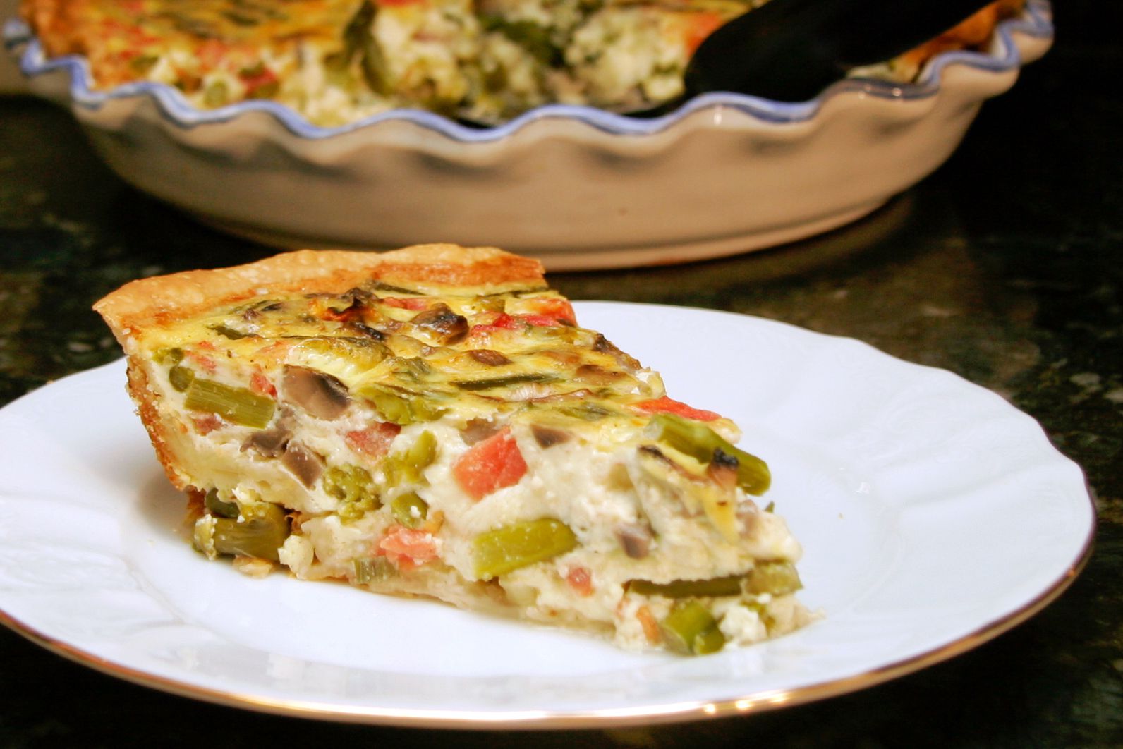 Asparagus Quiche Recipe With Mushrooms and Tomatoes