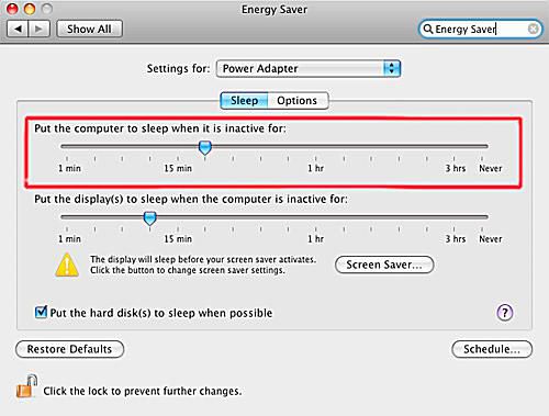 Energy Saver: Using the Energy Saver Preferences Pane to Set Computer Sleep Time
