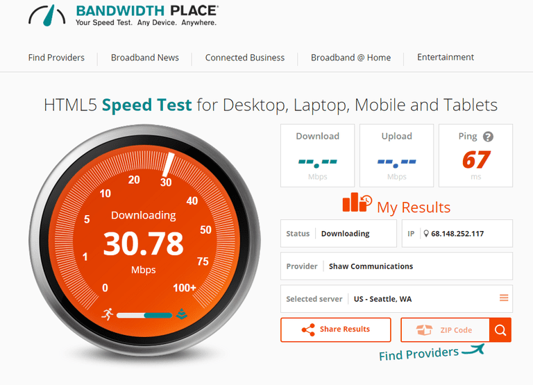 Bandwidthplace.com speed test