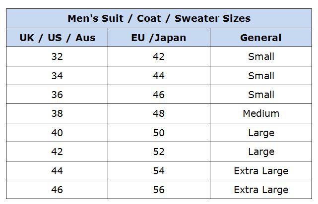 Convert womens dress size to mens