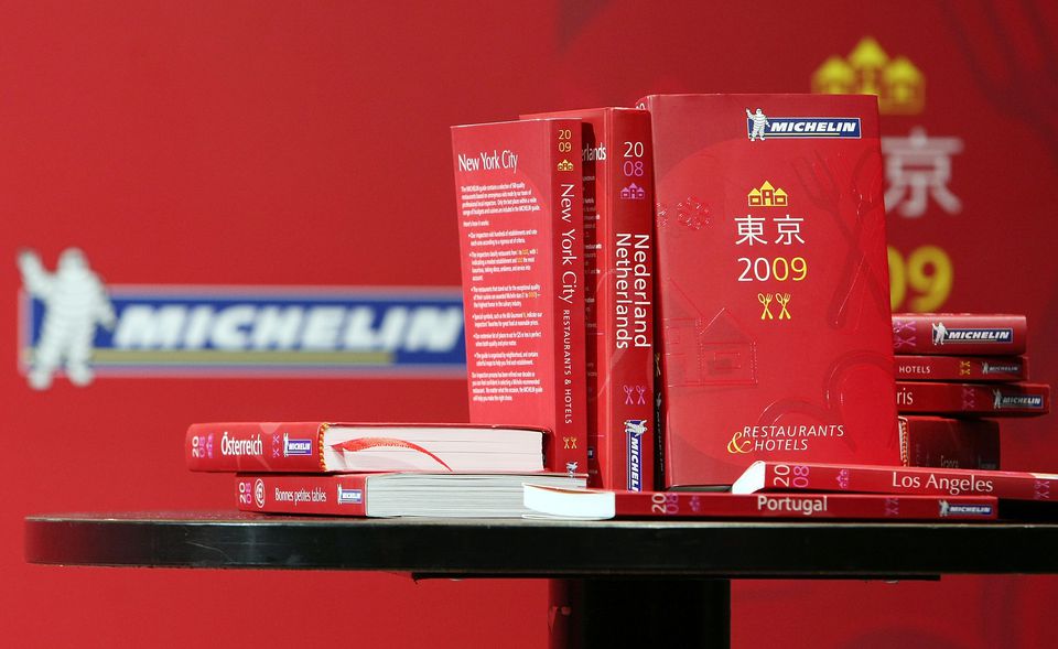 Michelin guides on a table