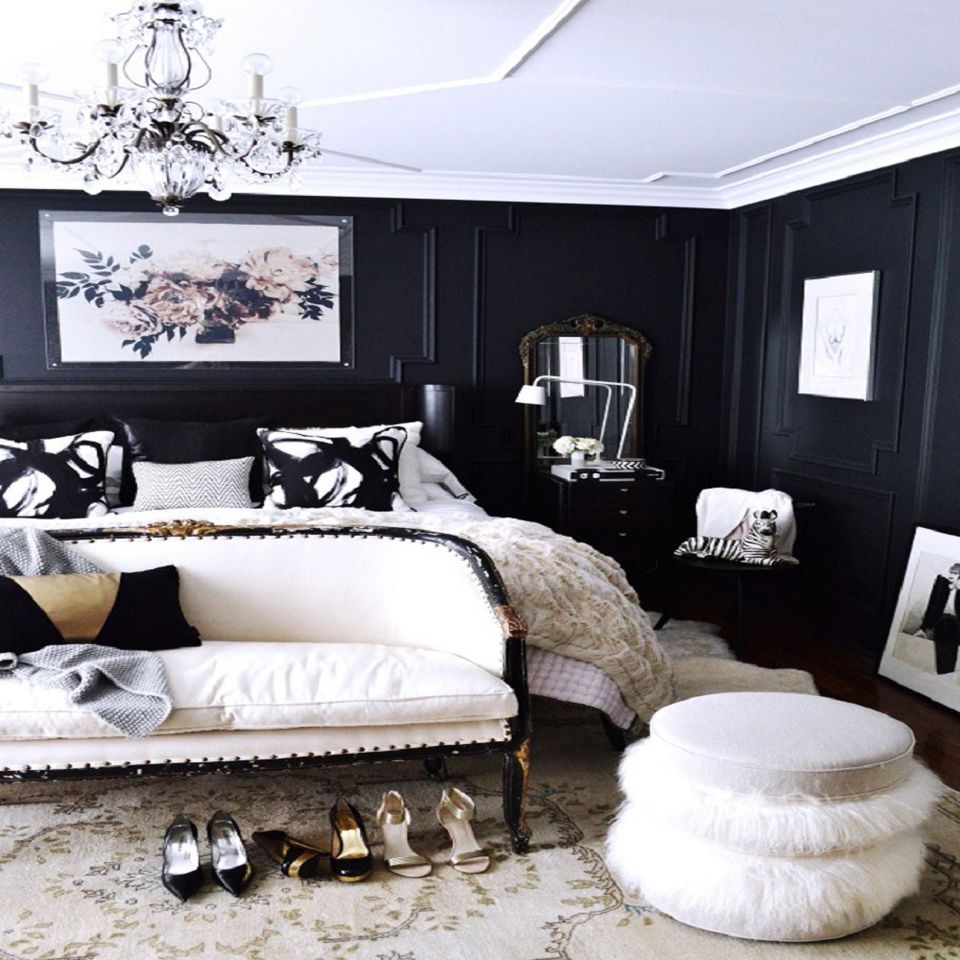 One black wall bedroom ideas