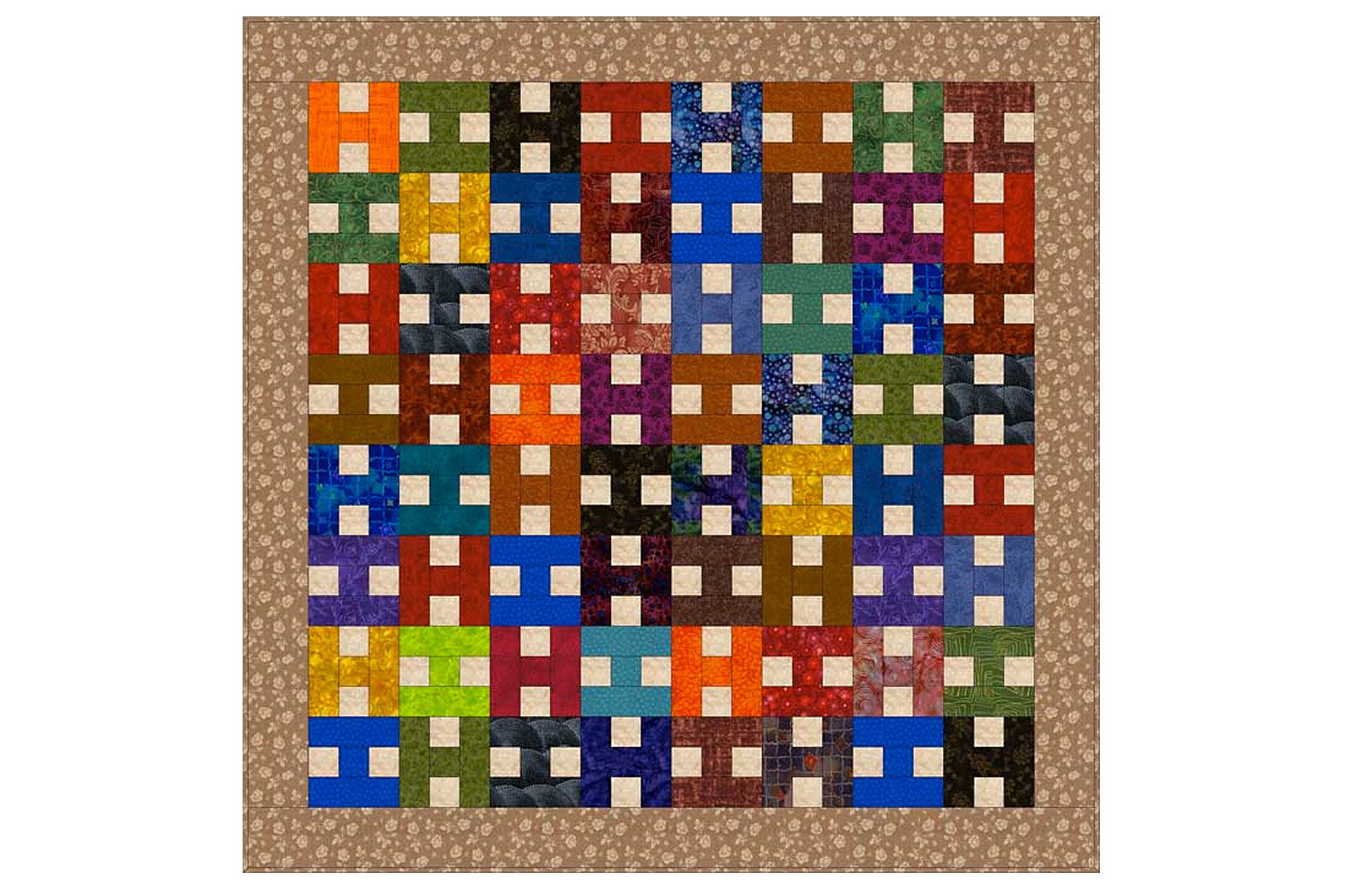 Download Scrappy Patchwork Quilt Pattern with Easy 'H' Blocks