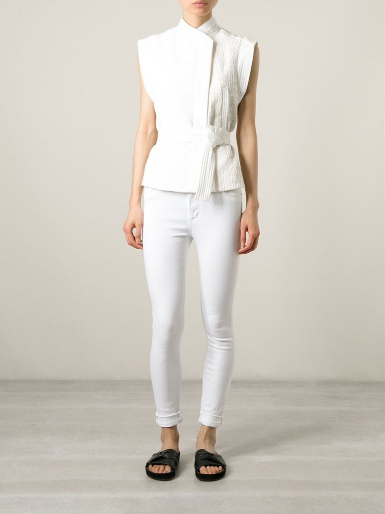low waisted white jeans
