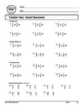 fraction x 3 a as 7/9 Fraction and Worksheets Tests