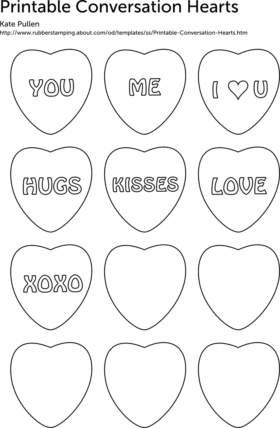 Free Printable Conversation Hearts for Valentine's Day