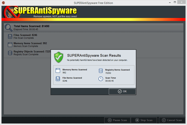 Screenshot of SUPERAntiSpyware in Windows 8
