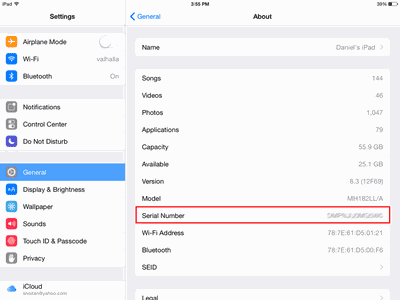 Ipad Change Serial Number
