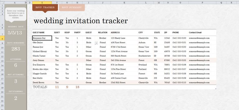 7 Free Wedding Guest List Templates and Managers
