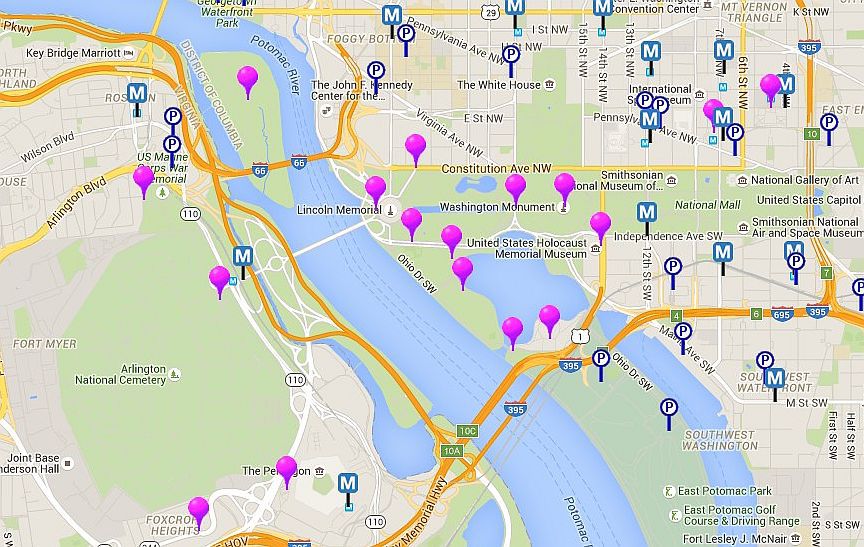 Map Of Monuments And Memorials In Washington D C 