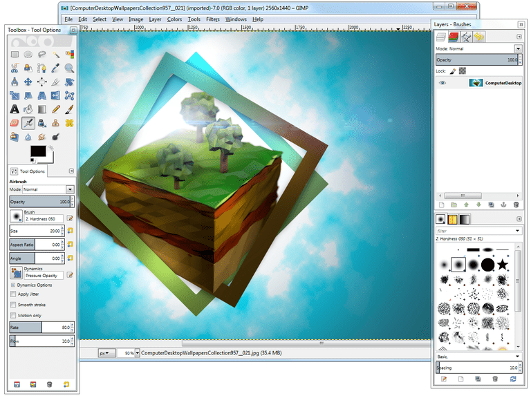 Screenshot of GIMP in Windows 7