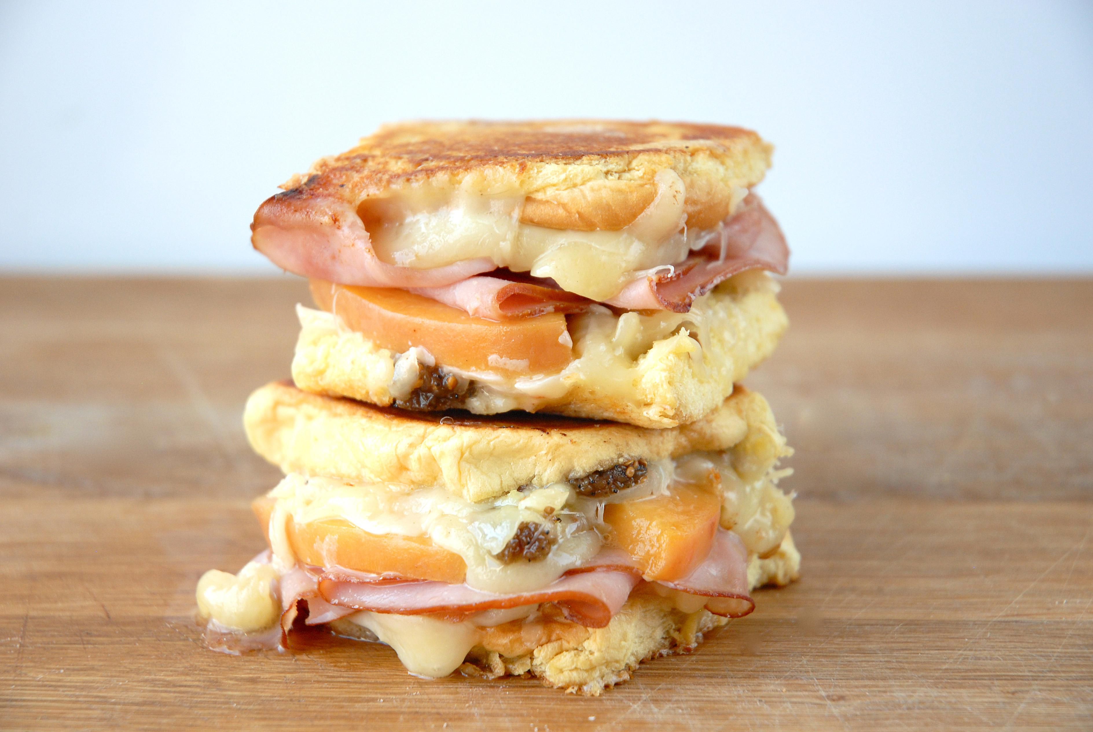 Pickled Peach Grilled Cheese with Ham