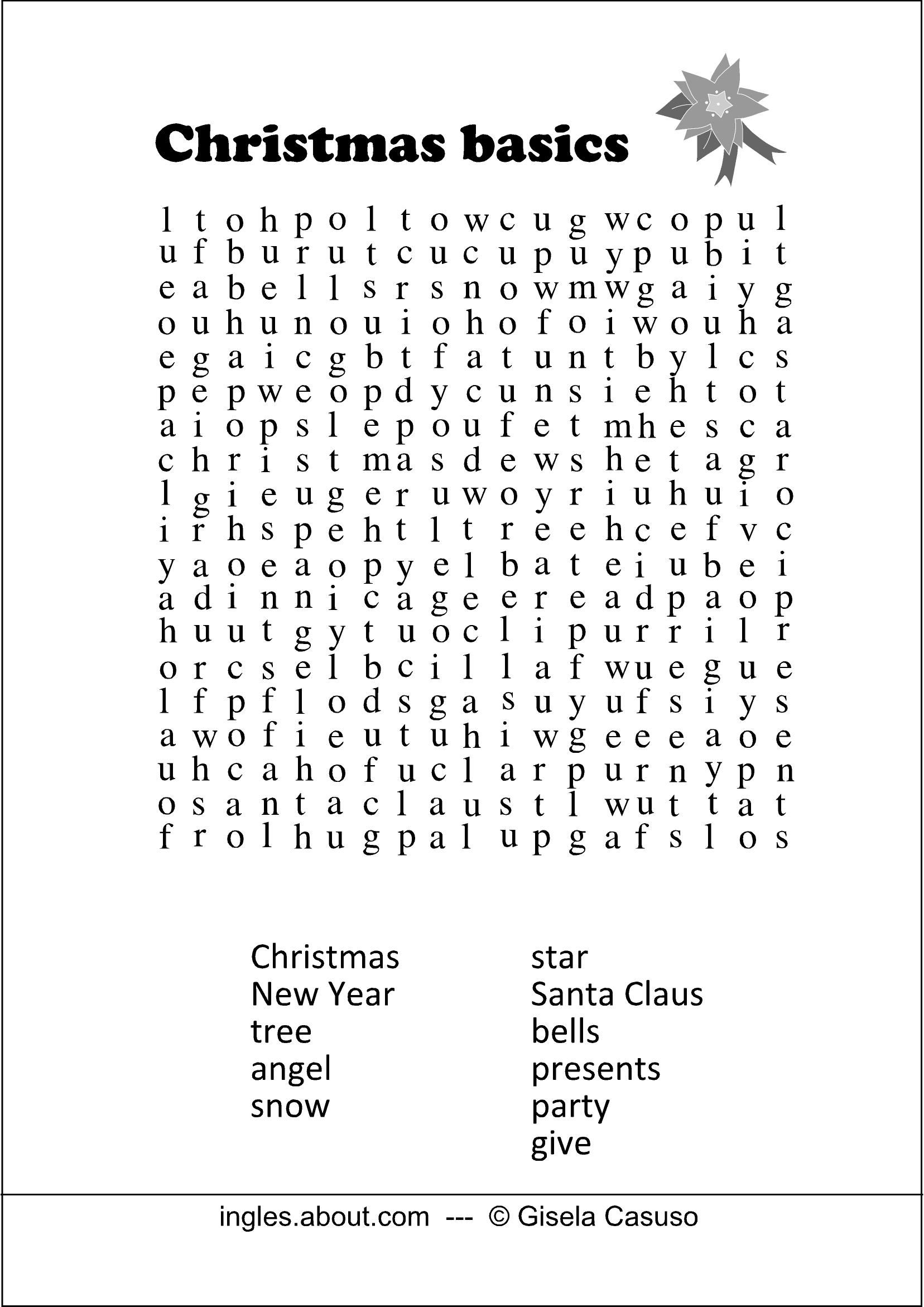 Sopa de letras navideña en inglés