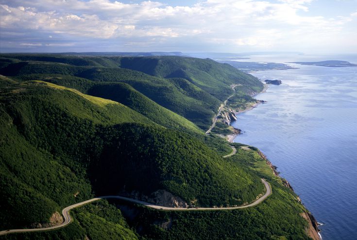 Aerial view of Cabot Trail. 