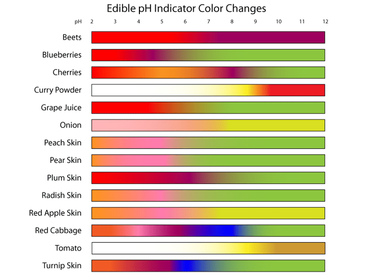 Edible pH Indicators Color Chart