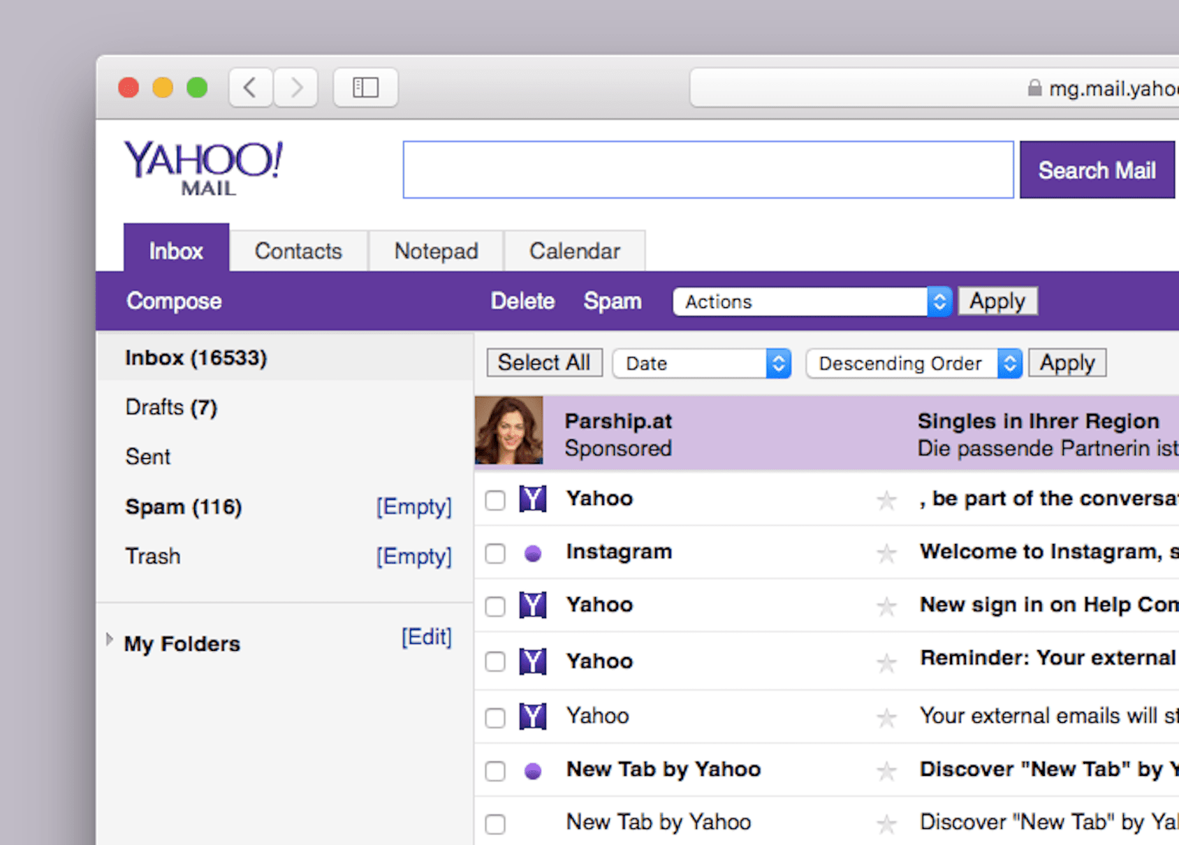 i want to use yahoo in my desktop web browser