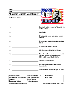 Abraham Lincoln Printable Word Search