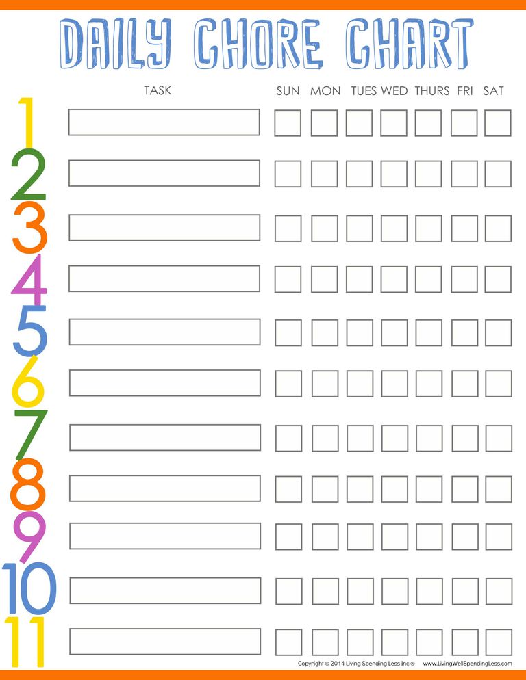 Make Your Own Chore Chart Online Free Printable