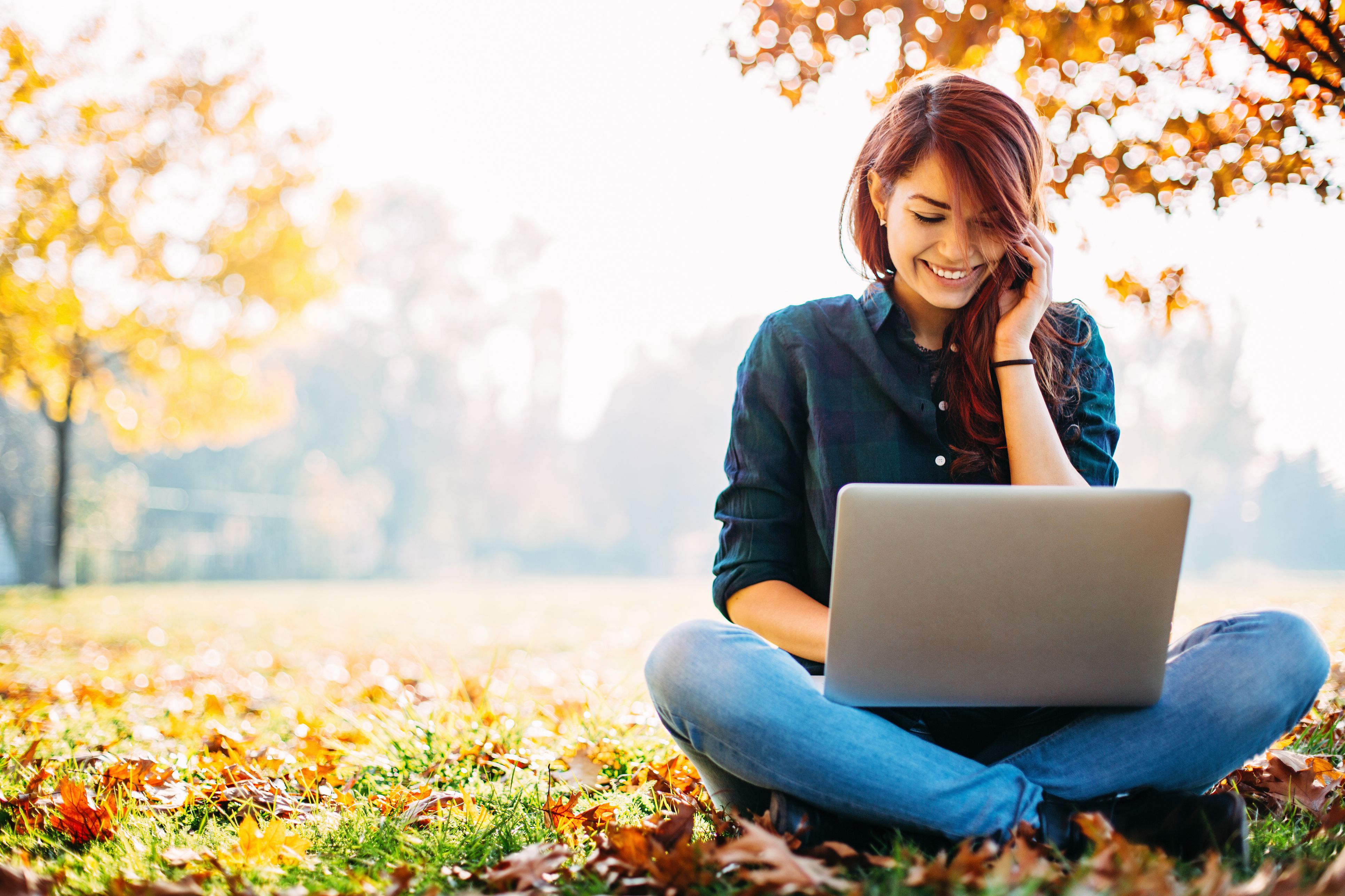 Girl Sitting Down On Computer