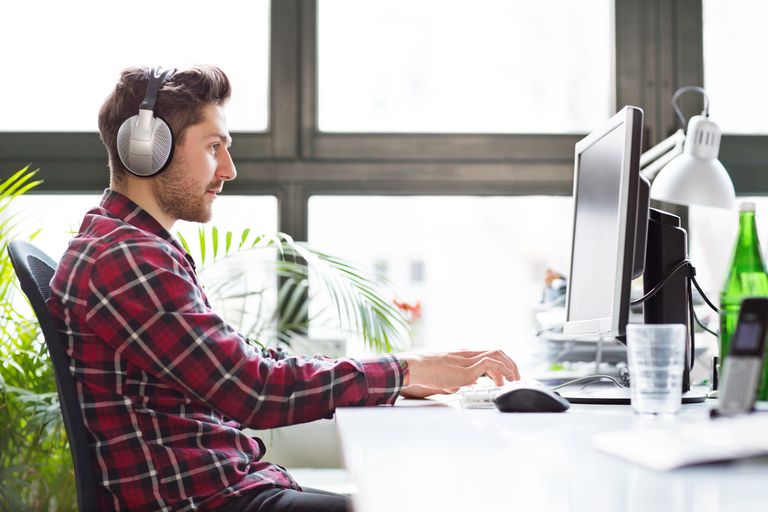 Young computer programmer at a startup company