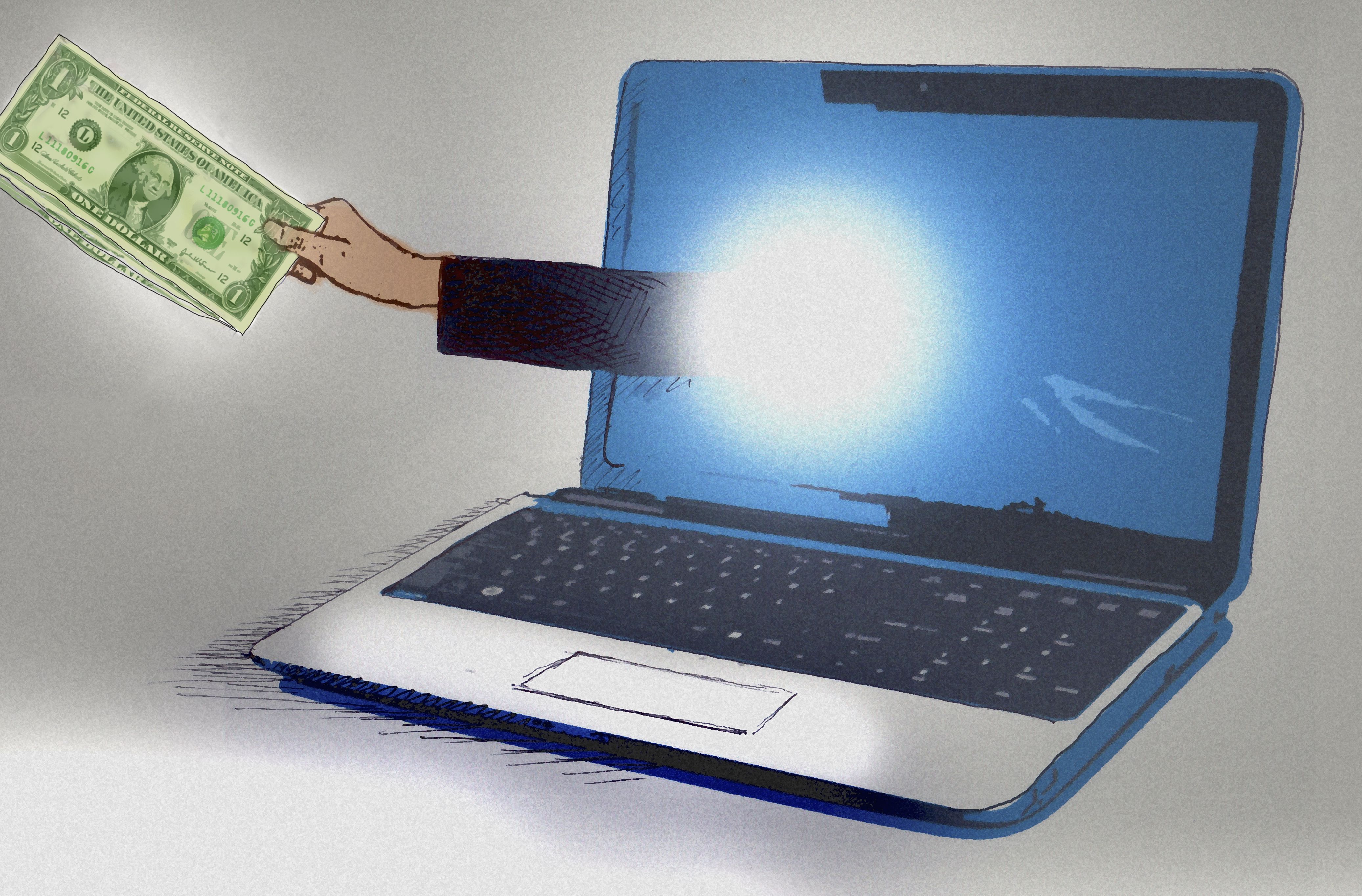 laptop with the phrase make money online