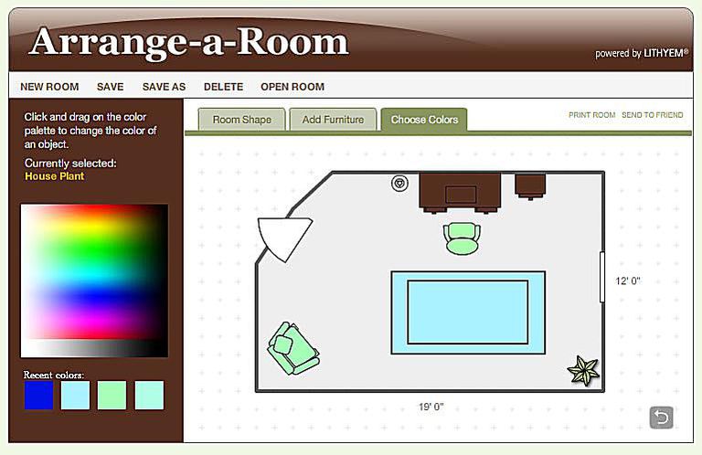 room arrangement app with different shapes
