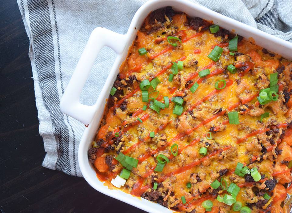 Spicy Chorizo Sweet Potato Breakfast Casserole