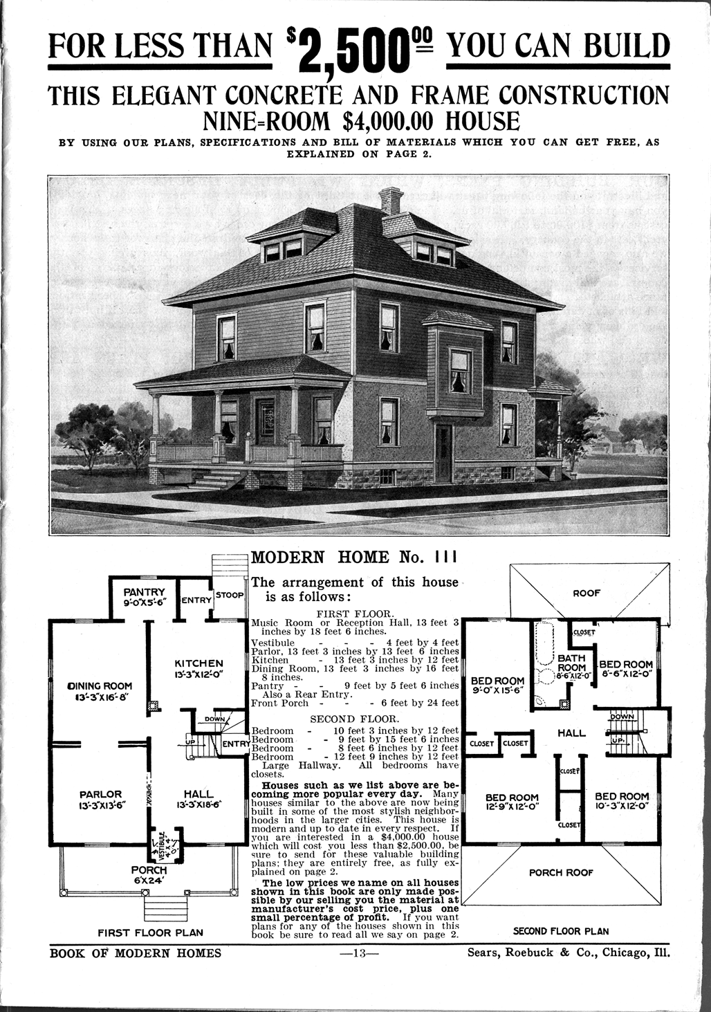 American Foursquare Catalog  House  Plans 