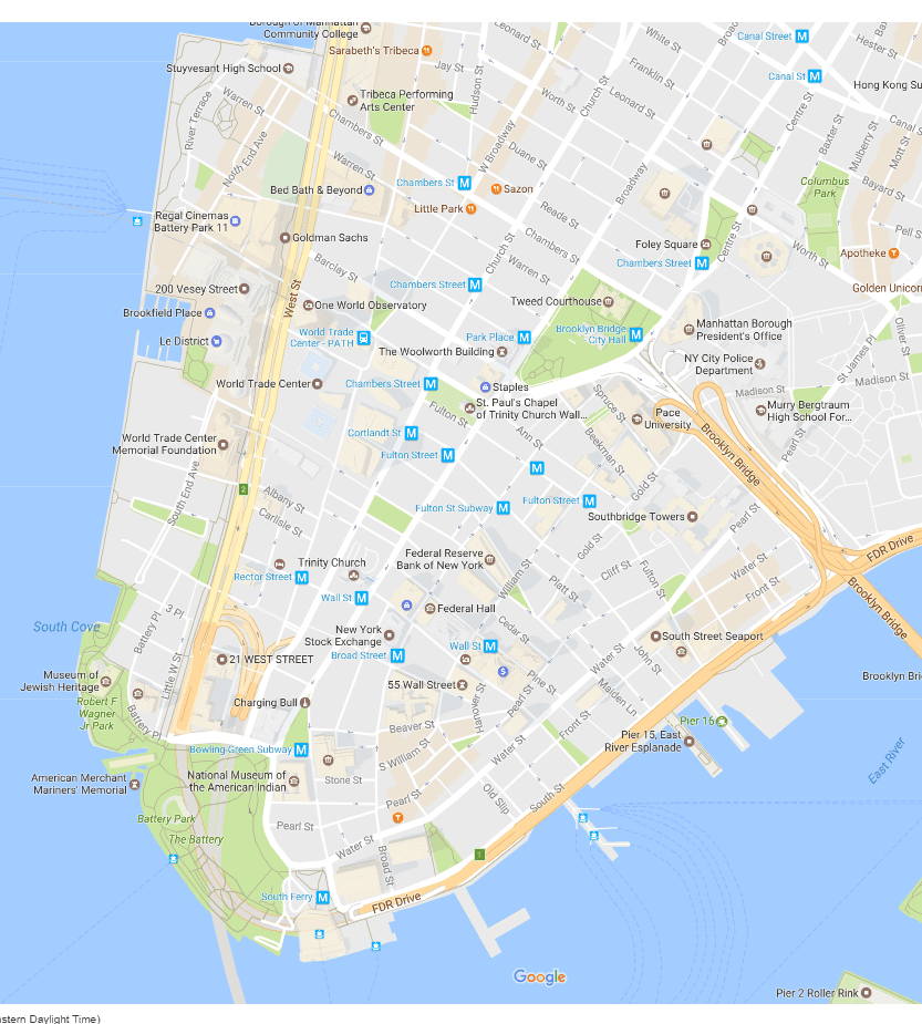 Financial District Neighborhood New York City Map