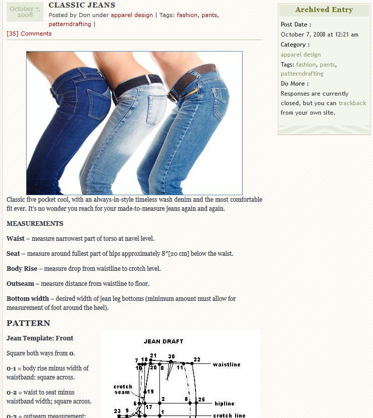 Jean Pants Sewing Patterns