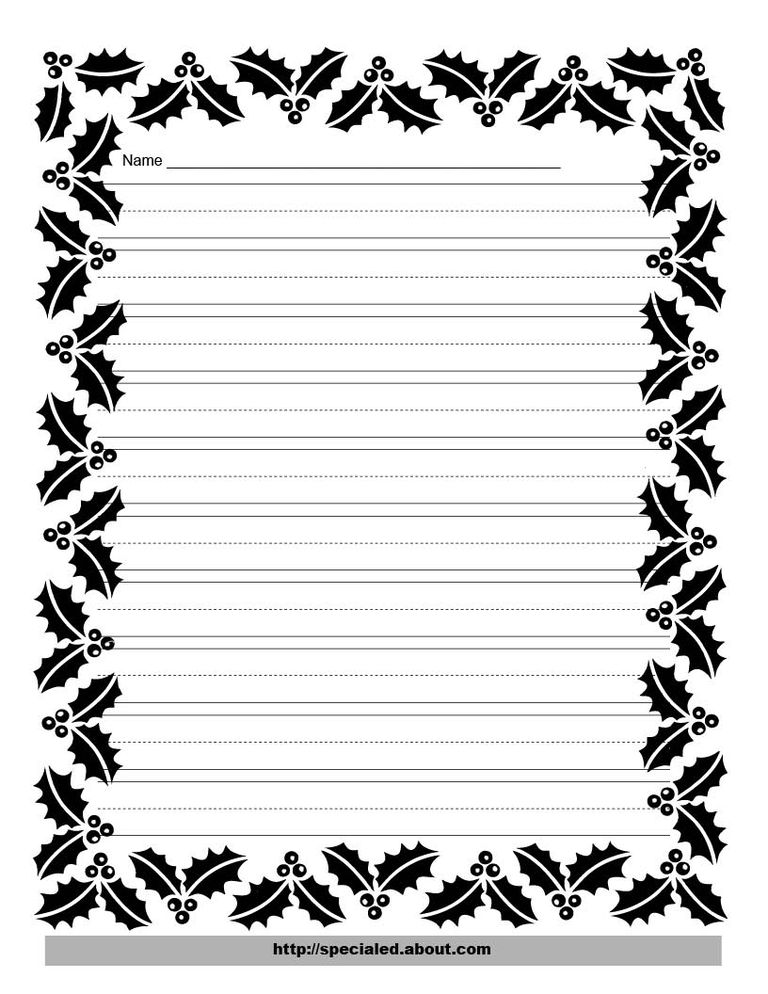 Christmas Writing Paper With Decorative Borders