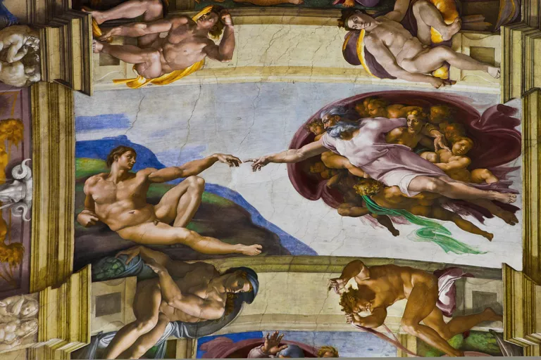 Painting on ceiling of the Sistine Chapel