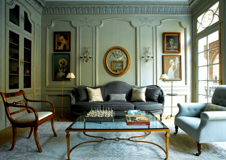 victorian dark green living room