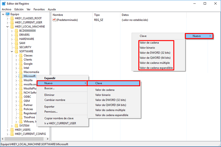 Claves-Valores-Registro-Windows