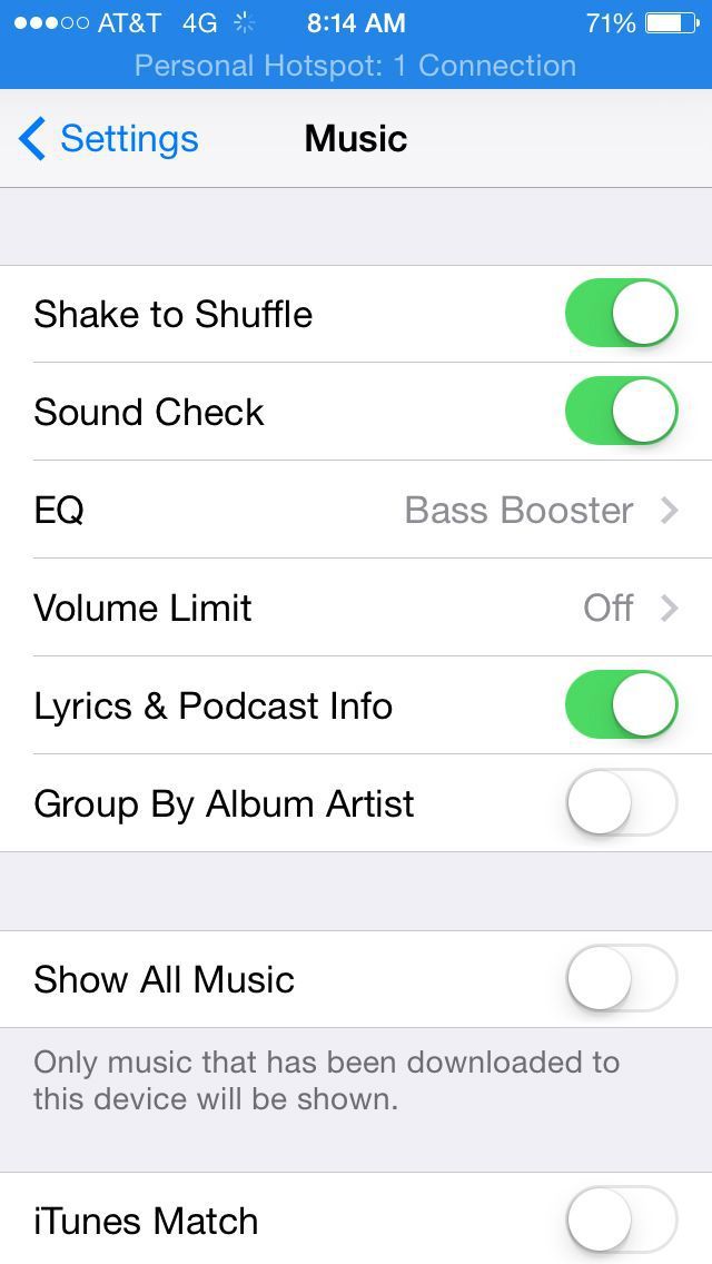 iPhone Music App Settings SoundCheck EQ Volume Limit