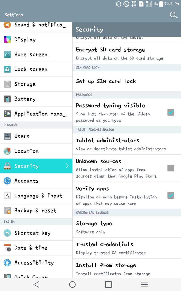 how to change app settings to unknown sources on galaxy on5