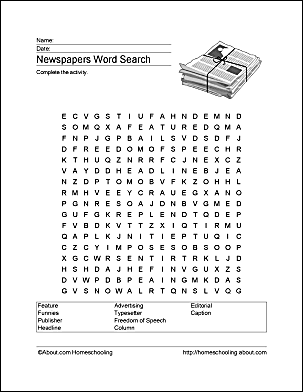 Newspaper Word Search, Vocabulary, Crossword and More