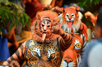 The tiger dance festival, Trissur, Kerala