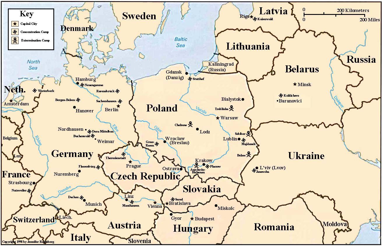 Holocaust Map of Concentration and Death Camps