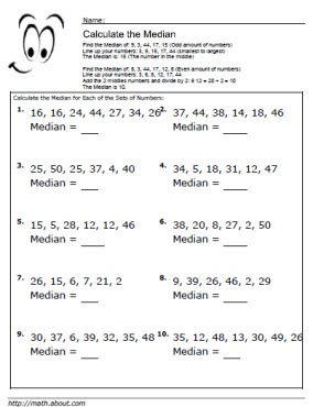 Median Worksheets for Math Students