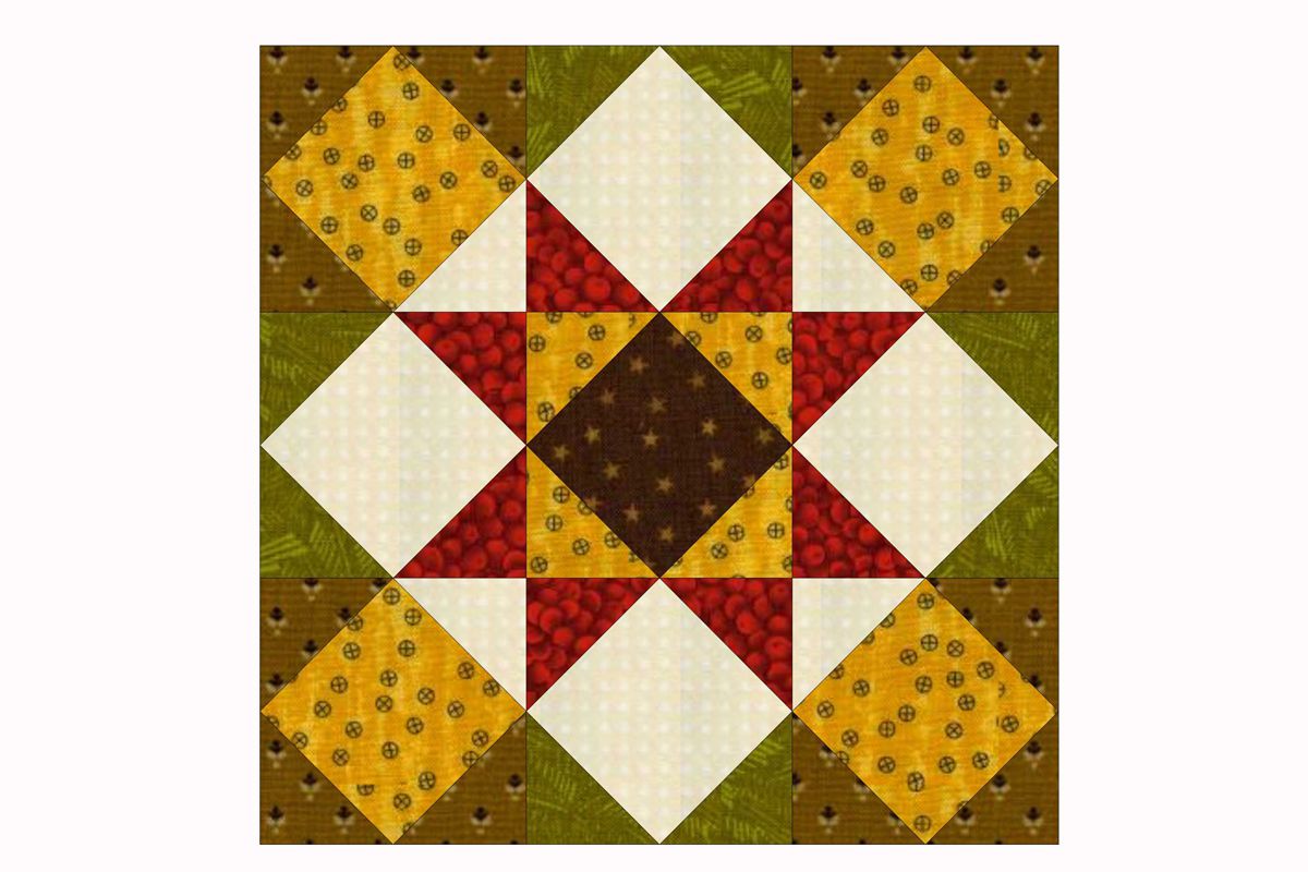 Kansas Star Quilt Block Pattern In Two Sizes