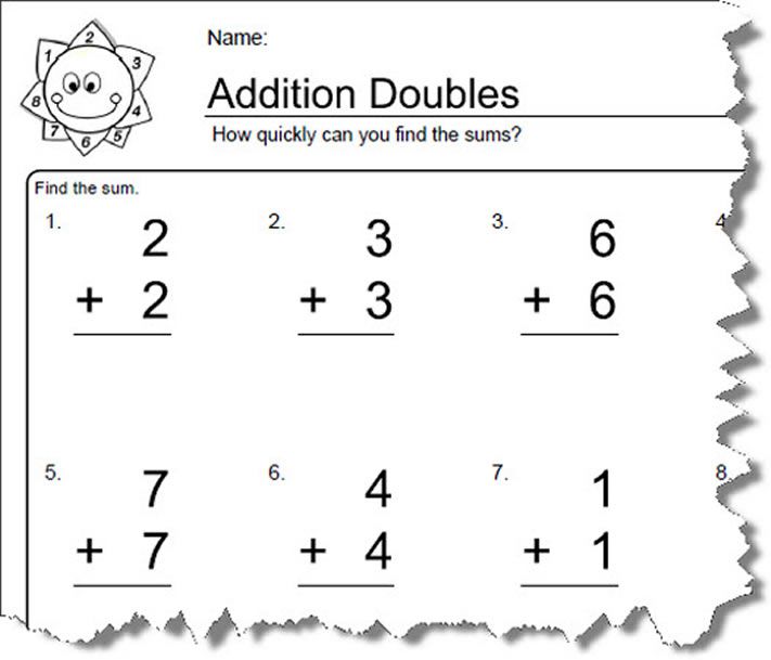 Math Doubles Addition Worksheets